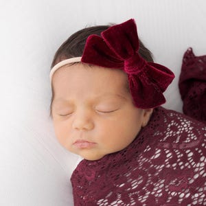 Christmas Baby Headbands, Velvet Hair Bows, Christmas Hair Bows for Babies, Newborh Holiday Headband, Infant Hair Bow, Toddler Hair Clips.