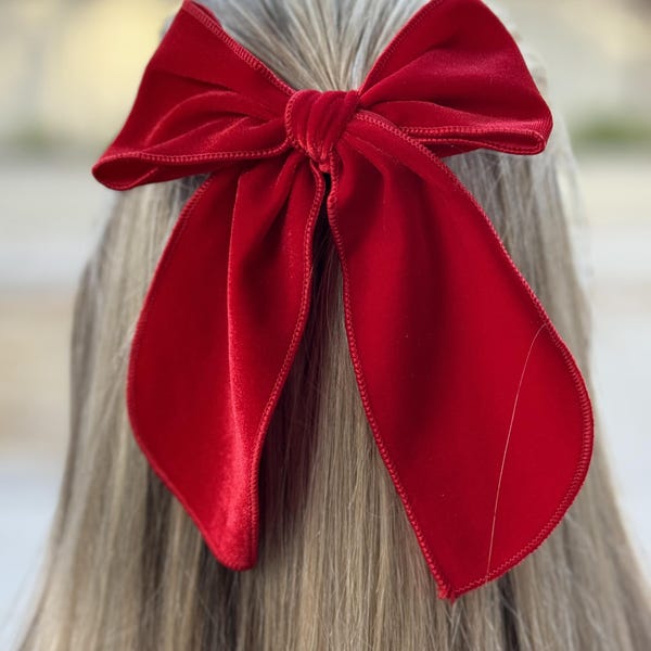 PICK COLOR Long Tail Hair Bows, Red Velvet Girls Hair Bows, Bows for Teens, Women Log Bows, Toddler Long Tail Bow, Valentines Hair Bows
