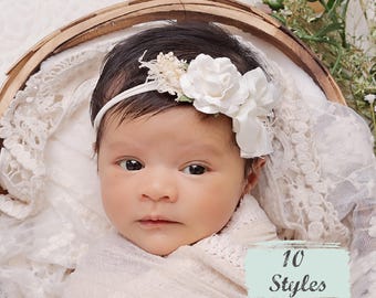 Diademas para bebés, lazos para el pelo de bebés, diademas para niñas recién nacidas, diademas para niñas de las flores, diadema con lazo para bautizo, diadema de nailon para bebés, lazo para recién nacidos.