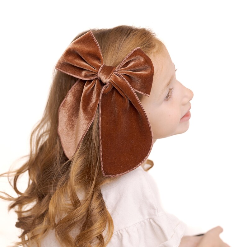 Fiocchi per capelli in velluto a coda lunga, fiocchi da favola per bambine, fiocchi per capelli da donna, fiocchi per capelli Coquette per bambini piccoli, fiocchi per adolescenti, fermagli per capelli per bambini piccoli immagine 2