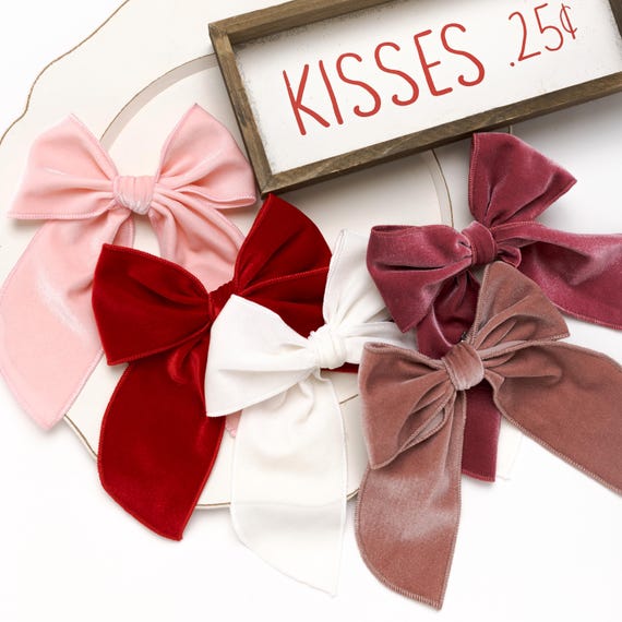 Long Tail Velvet Hair Bows, Girls Fable Bows, Women Hair Bows, Coquette Toddler Hair Bow, Bows for Teens, Toddler Hair Clips