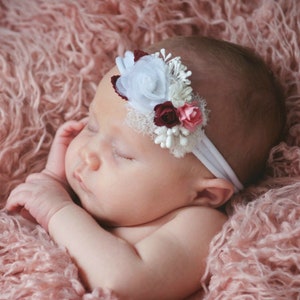 Baby Headbands, Newborn Headband, Baby Flower Headband, Newborn Flower Crown, Flower Girl Headband, Baby Girl Headbands, Baby Photo Prop, 2