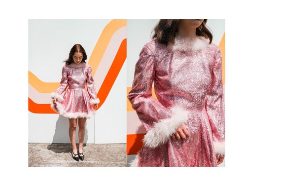 Vintage Pink Tinsel Dance Costume Dress
