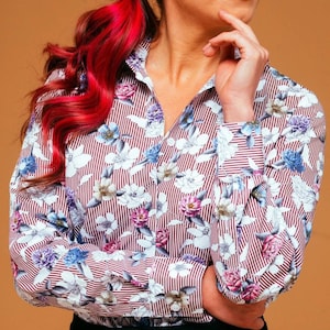 Floral print blouses. Floral blouse long sleeve, floral button down shirt, floral button up shirt, floral tops, womens clothing tops image 3