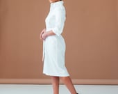 White Cotton Shirt Dress With Belt: Elegant Office Midi Dress, Womens Clothing  Dresses. - Etsy Israel