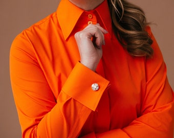 open lace back dress Harriton M500W - Ladies Easy Blend Long-Sleeve Twill Shirt with Stain-Release Team Orange main image 0
