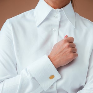 High collar white shirt womens sales