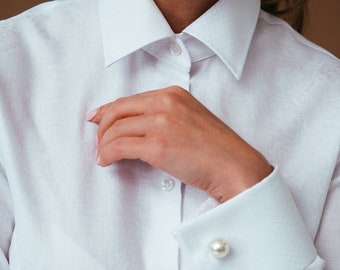 CUPSHE Camicetta Donna A Righe Con Maniche A Sbuffo E Scollo Dentellato - Leggera, Top Primavera/Estate Con Bottoni Frontali, Per Vacanze E Spiaggia