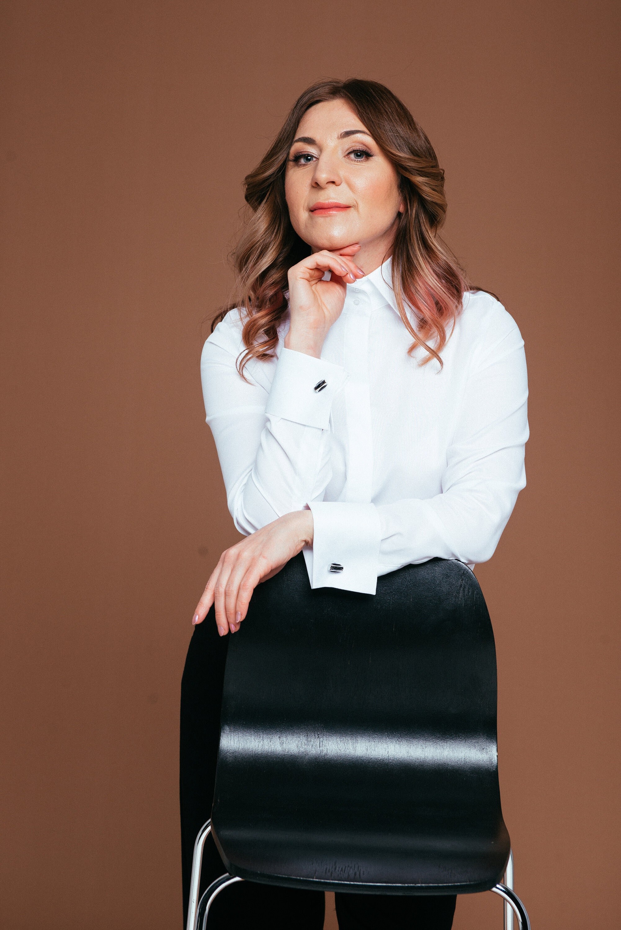 Women. French Cuff Blouse. White 