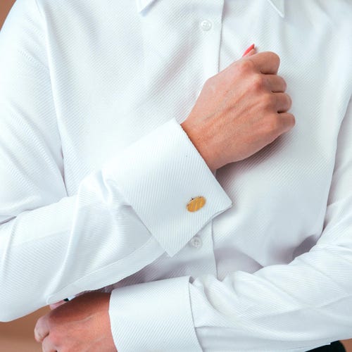 White Business French Cuff Blouse: High Collar Cotton Shirt, White Button UP, Womens Clothing Tops Button Down Shirt for Women