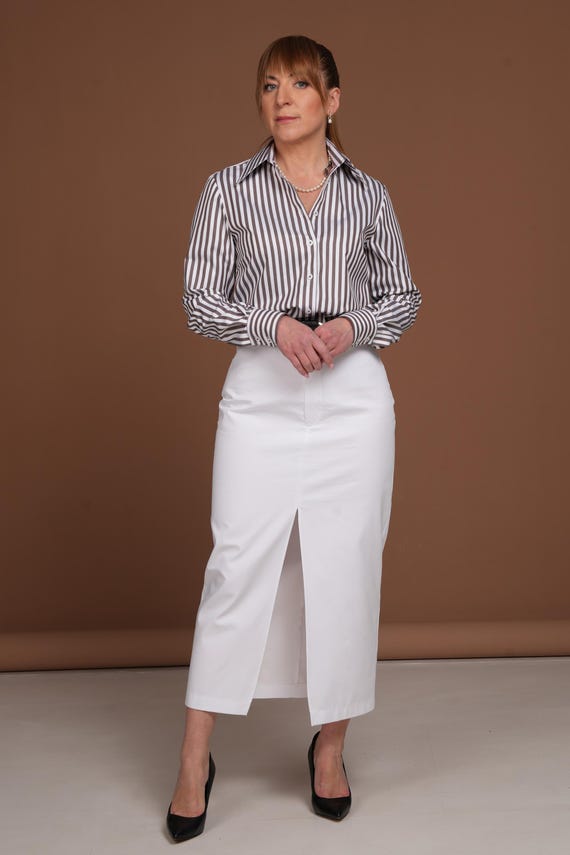 white dress shirt with brown stripes Kimes Ranch - Mens 1992 Shirt