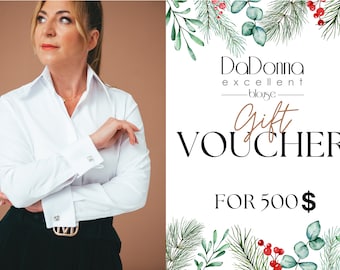 Christmas Gift Certificate For 500 Dollars to Spend in Premium Quality Da Donna Blouses Shop | The Perfect Last Minute Gift for Women