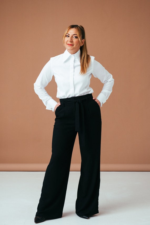 Blusa blanca para mujer camisa de esmoquin para mujer camisa de algodon con punos franceses que no necesita planchado para mujer ropa de mujer camisa con botones blusa de noche Etsy