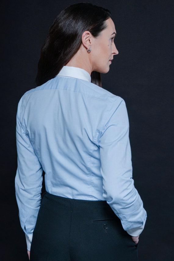 Blusa azul cielo camisa azul con botones para mujer alta - Etsy España
