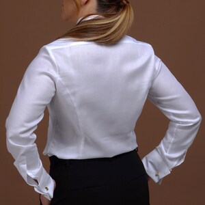 Premium Non-iron Oxford Women’s Shirt - French Cuff, High Collar ...