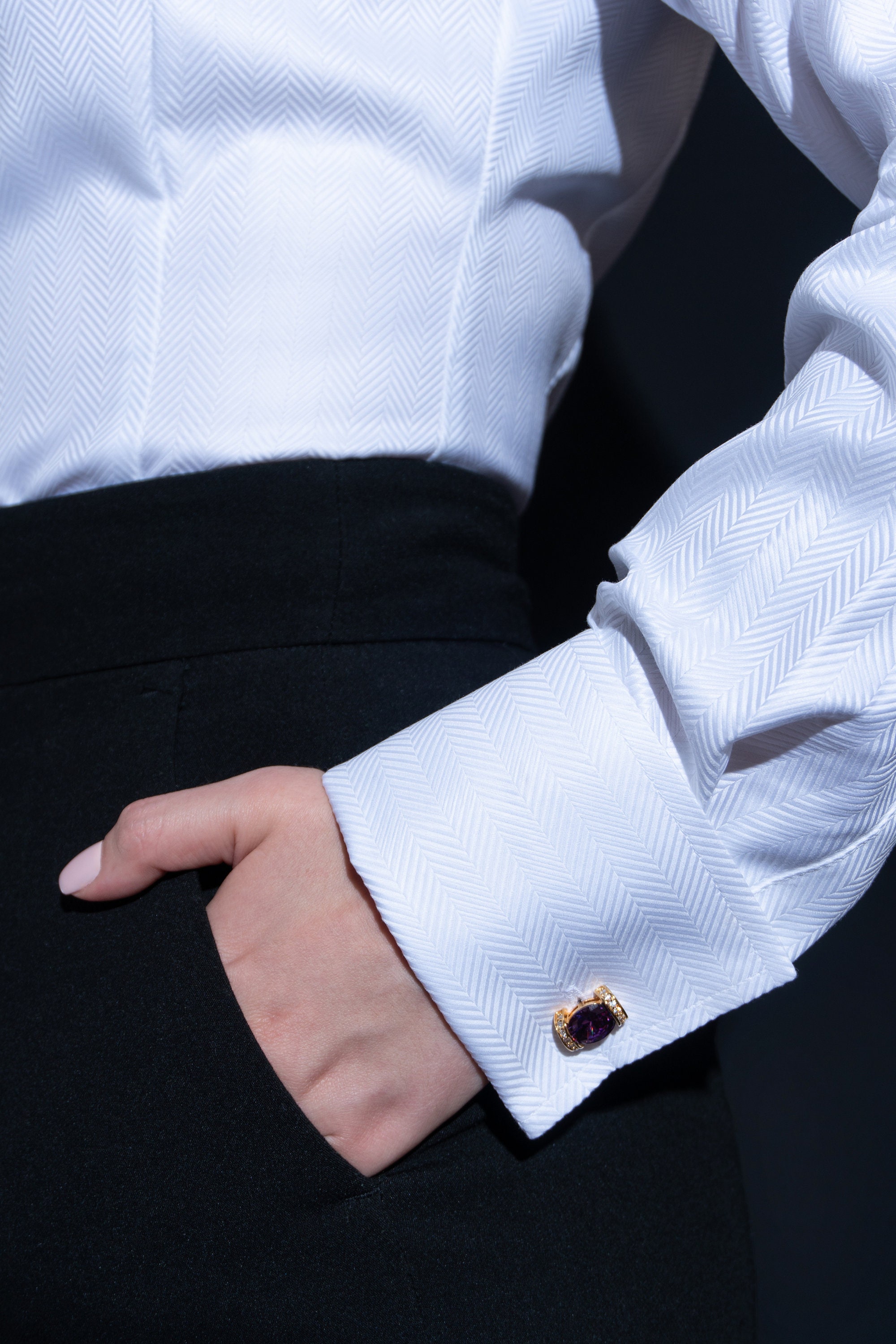 White cotton blouse women with cufflinks cuffs frehch cuff | Etsy
