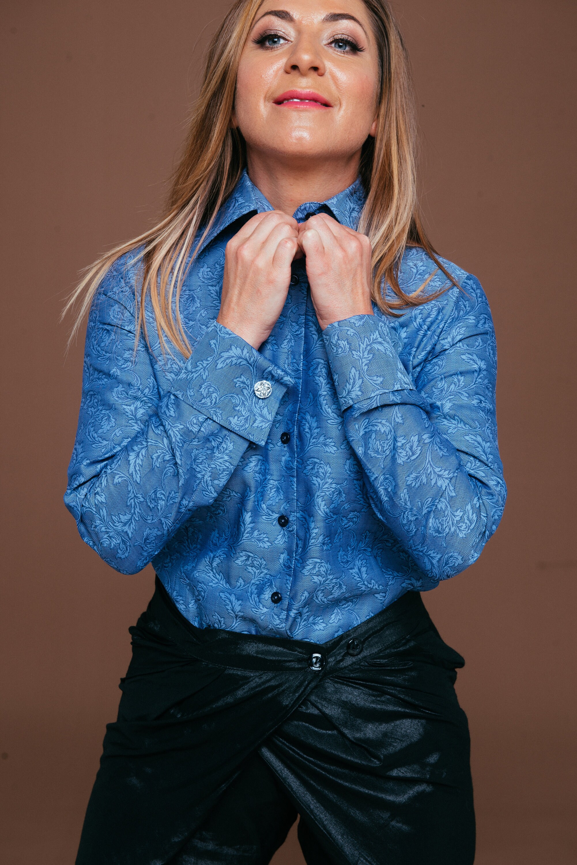 blouse shirt dress Tia Bubble Violet / L Gathered sleeve and cuffs Women's Show Me the Way