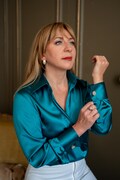 Luxury Deep Teal Mulberry Silk Blouse – Pure Silk Shirt Women – French Cuff Blouse for Cufflinks – Satin Blouse Elegant Dressy Top product logo