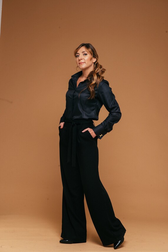 Blusa negra camisa negra para mujer tops elegantes negros