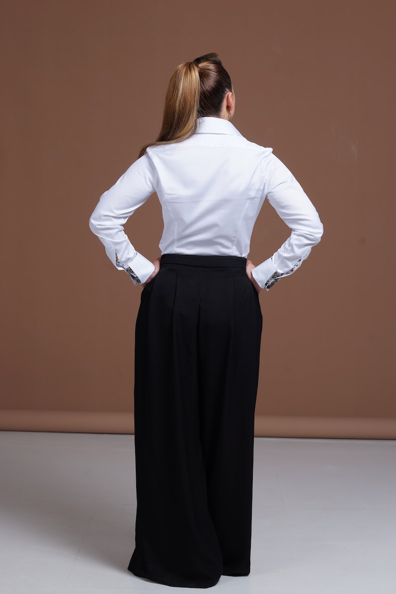 Luxury tailored white shirt with floral design touches