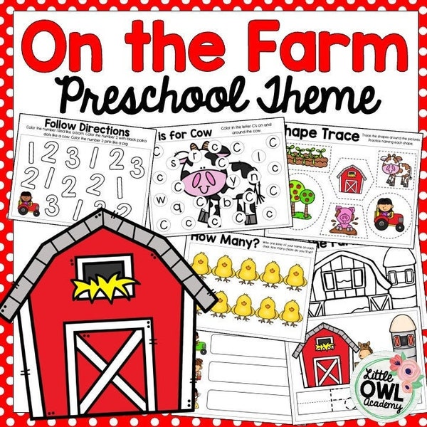On the Farm Preschool Theme - preschool theme - farm preschool theme - farm preschool activities - farm learning activities - preschool farm