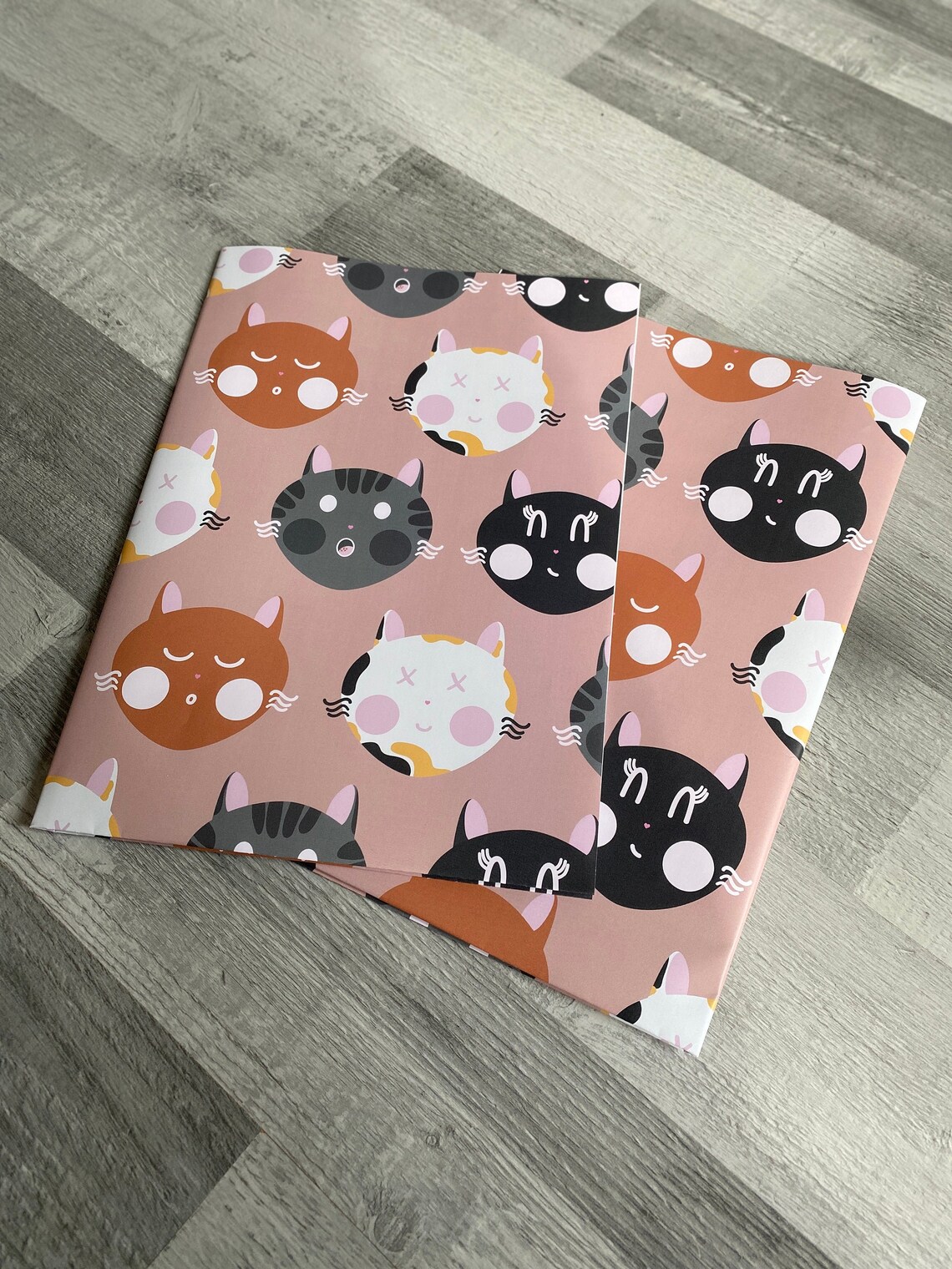 Cat Wrapping Paper Gift Wrap Cute Animal Pattern Etsy