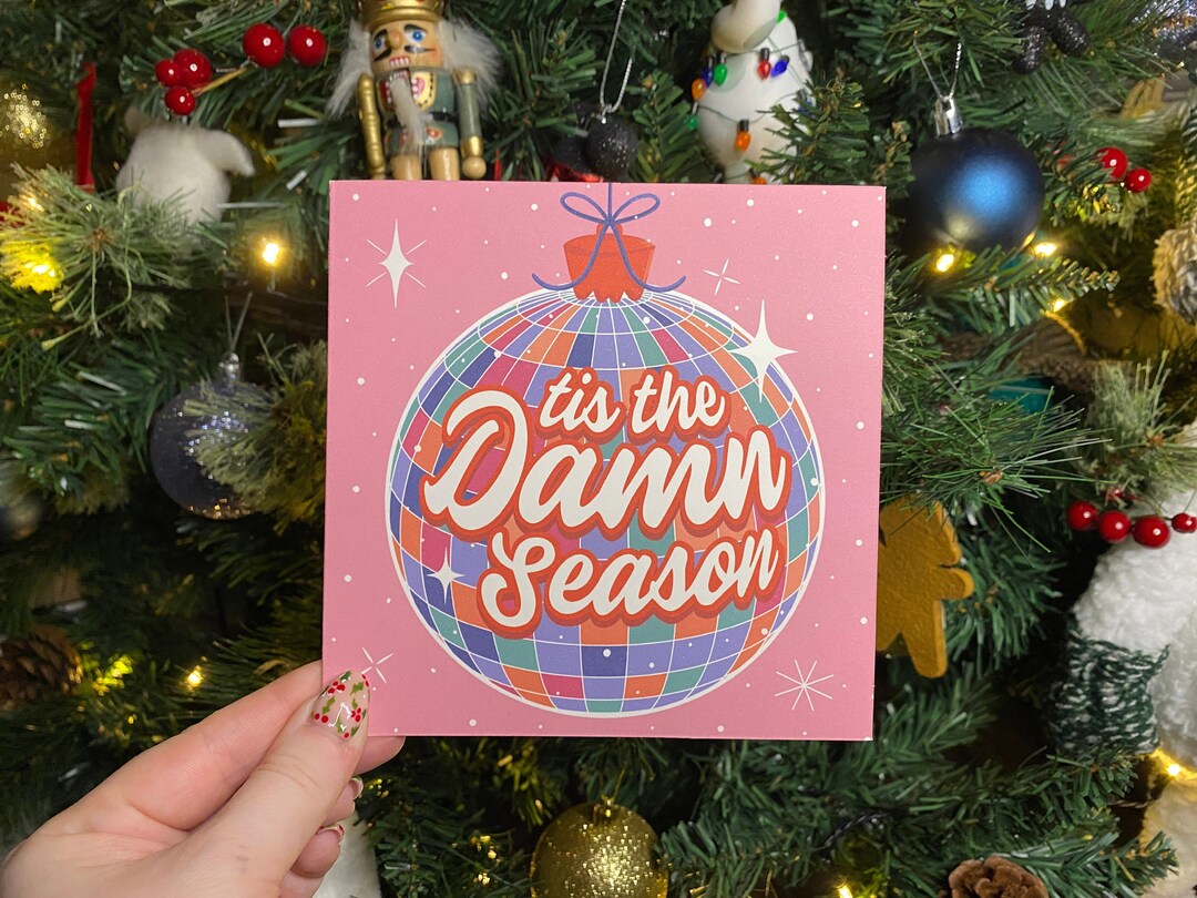 tis-the-damn-season-card-handmade-square-christmas-card-etsy-uk