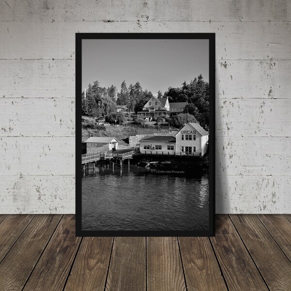 Black and White Photograph, Nautical Photo, Orcas Island WA, Pacific Northwest, Ferry Dock, Ferry, Dock, Nautical, Beach, Washington