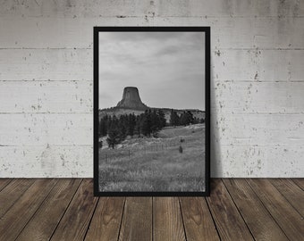 Devil's Tower National Monument, Devil's Tower, Devil's Tower Photograph, Black and White Photograph, Bear Rock, Wyoming, Black Hills