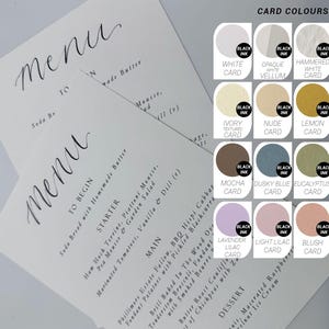 Calligraphy Title Printed Menu | Custom Printed Calligraphy Wedding Menu Card | A5 Menu Sign | Dinner Party Menu | Green Ivory Pink Yellow