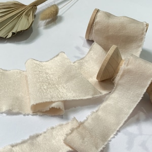 Handgescheurd lint van chiffon met glanzende afwerking champagneboeketlint | Chiffon Ruwe Rand Zijde Stijl Lint Bruiloft Lint Uitnodiging