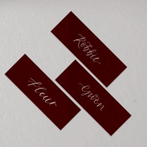 Nom de lieu de calligraphie de BOURGOGNE | Cartes de lieu d'événement | marque-places plat vierge | Mariage, fête, baby shower | Décor de lieu de mariage