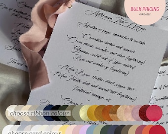 Ribbon Menu Card: Wedding, Shower, Dinner, Party, Personalised, Printed (A5, A6)