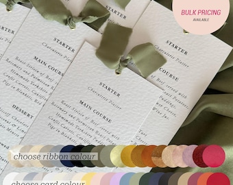Ribbon Menu Card: Wedding, Shower, Dinner, Party, Personalised, Printed