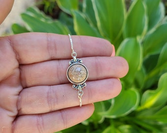 Cremation 12mm Circle on Sterling Silver adjustable bracelet (Ash shipping required)pet ash