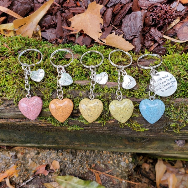 Cremation Heart keychain, memorial keychain (Ash shipping required)