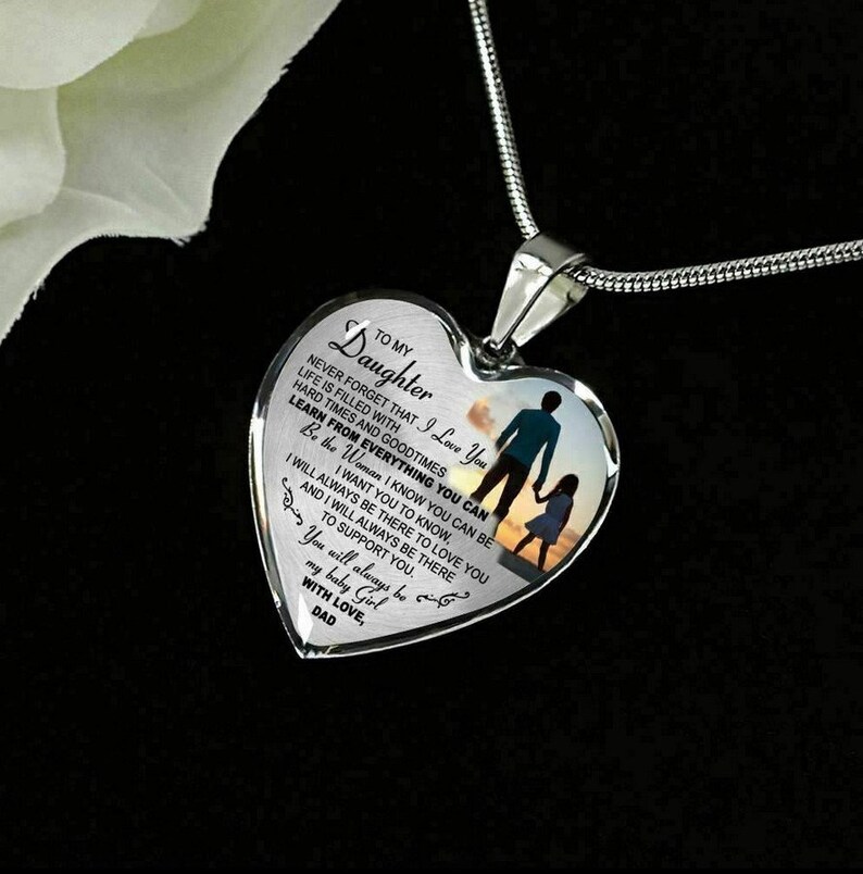 To My Daughter Necklace Heart Gift From Dad Father And Etsy