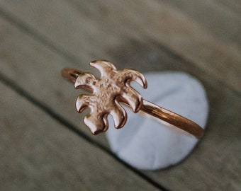 Monstera leaf copper ring