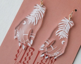 Witchy tattoo hands acrylic earrings