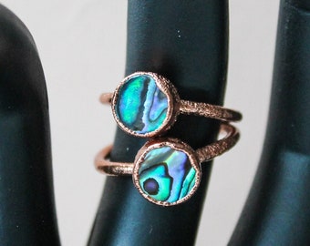 Abalone shell copper circle ring