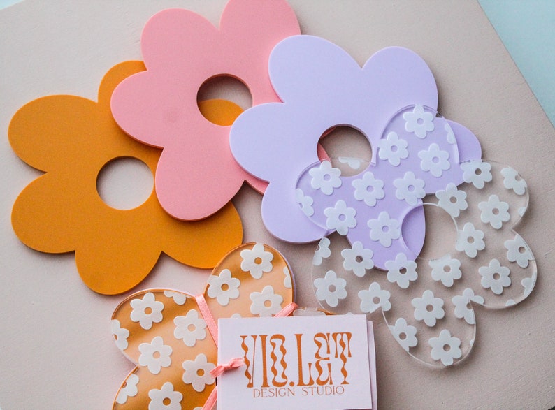 Pastel spring flower acrylic coasters image 2