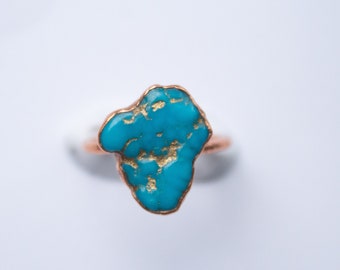 Raw turquoise copper ring