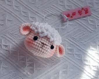 Mini Crochet Animals Cute Little Sheep Head Key Chain— CROCHET PDF PATTERNS