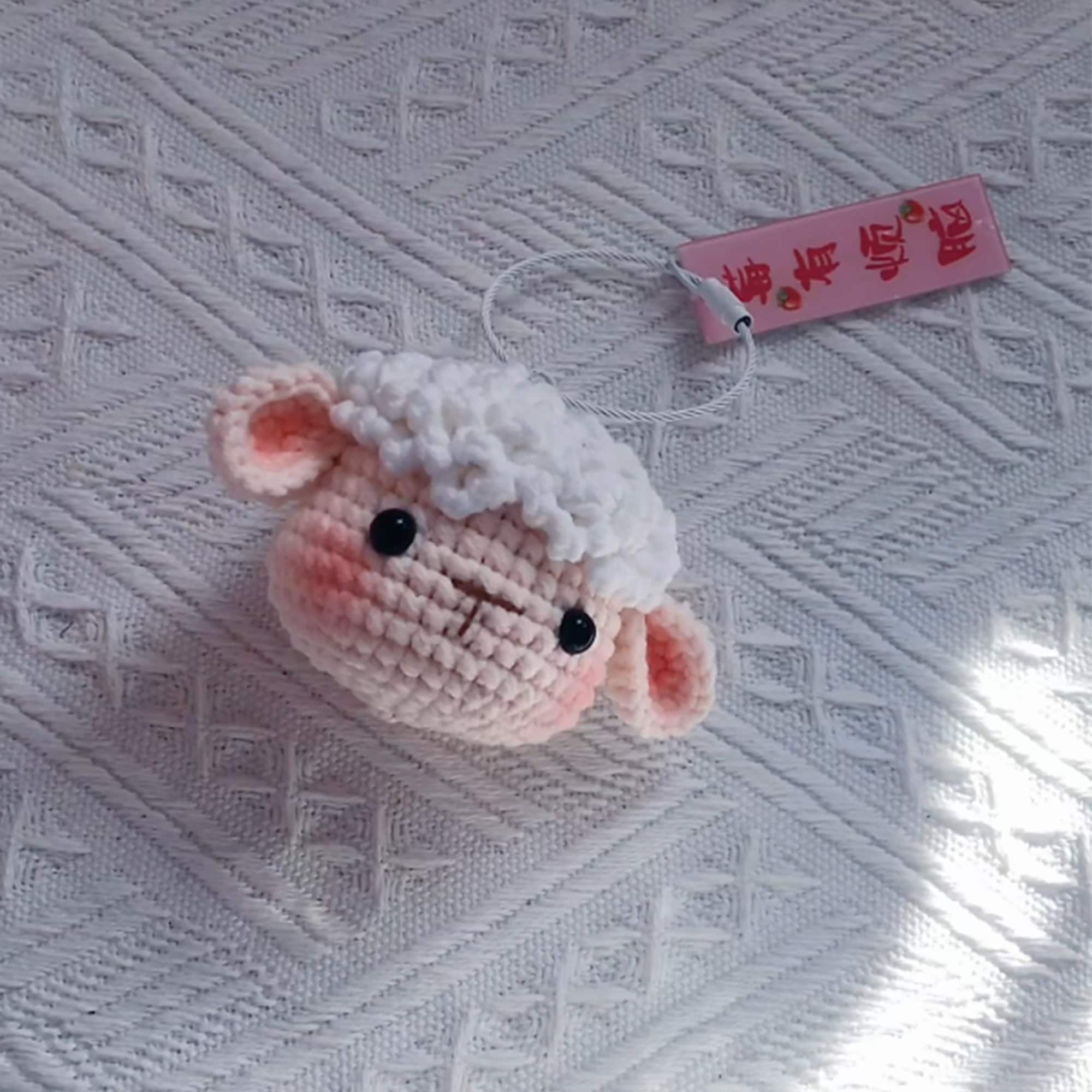 アクセサリー sheepka Mini Crochet Animals Cute Little Sheep Head Key Chain— CROCHET PDF