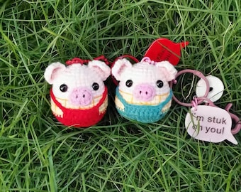 Mini Crochet Animals Cute Pig Crochet Pattern Amigurumi Doll Key Chain— CROCHET PDF PATTERNS