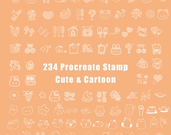234 Procreate Cute Stamps | Procreate Cartoon Stamps | Anime Procreate | Procreate Brushes