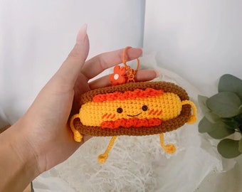 Hot dog crochet pattern Amigurumi Keychain crochet toy Food crochet pdf pattern