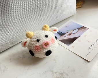 Mini Animals Dairy Cattle Crochet Pattern Amigurumi Small Milk Cow Crochet Toy Keychain Crochet PDF Pattern
