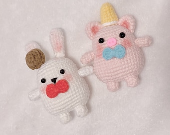 Mini Cute Animals Crochet Pattern Amigurumi Small Rabbit Pig Crochet Pattern Keychain Bagcharm ——Crochet PDF Patterns
