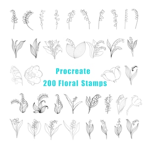 200 Procreate Flower Stempel | Blumen zeugen Stempel | Florale Zeugung | Procreate Botanical | Blumenstempel | Procreate Blumenbürsten